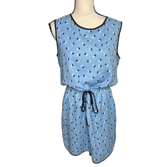 VINCE CAMUTO Blue And Black Print Dress. Size Large - Picture 1 of 8
